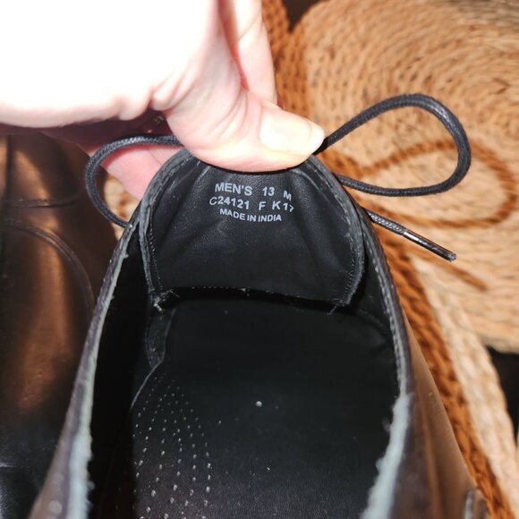Men\'s Cole Haan Black Leather Oxford Dress Shoes with Cap Toe Design Size 13